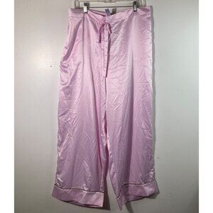 Womens Savage Fenty Satin‎ Button Pajama Bottoms Pink Black 2X NWT Polyester